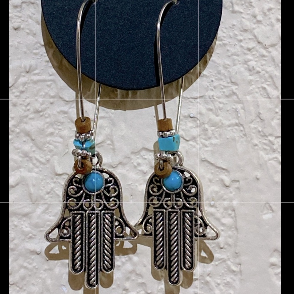 Bohemian Hamsa Dangle Earrings